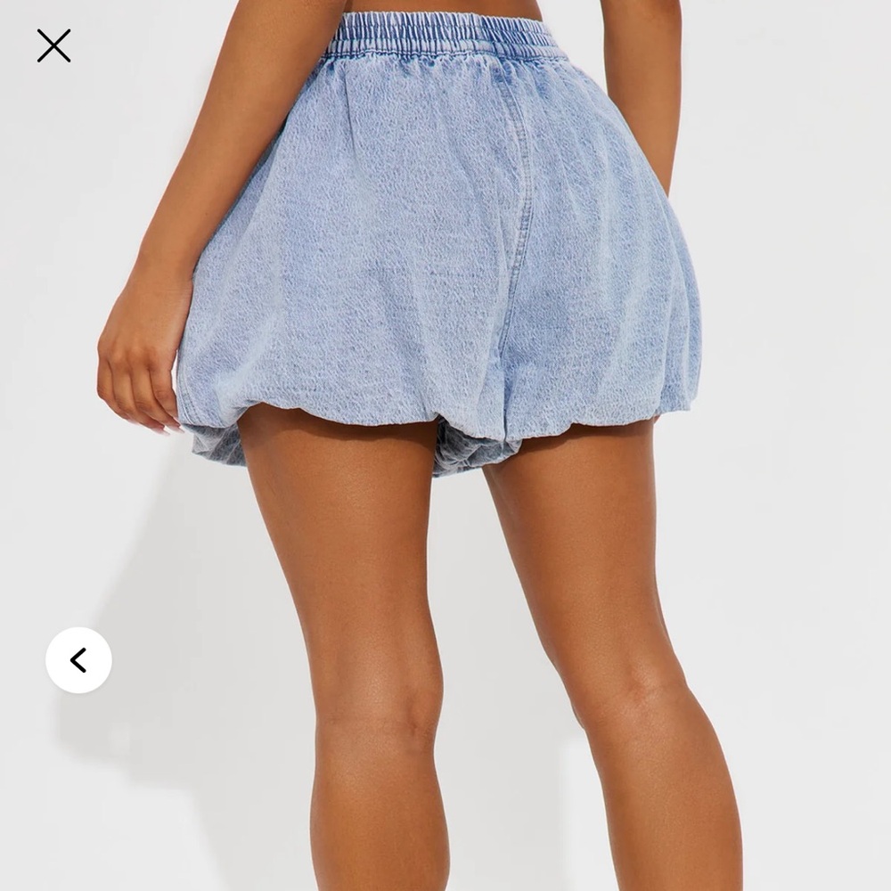 Light Blue Terry Cloth Elastic-Waist Women's Shorts - Picture 3 of 6